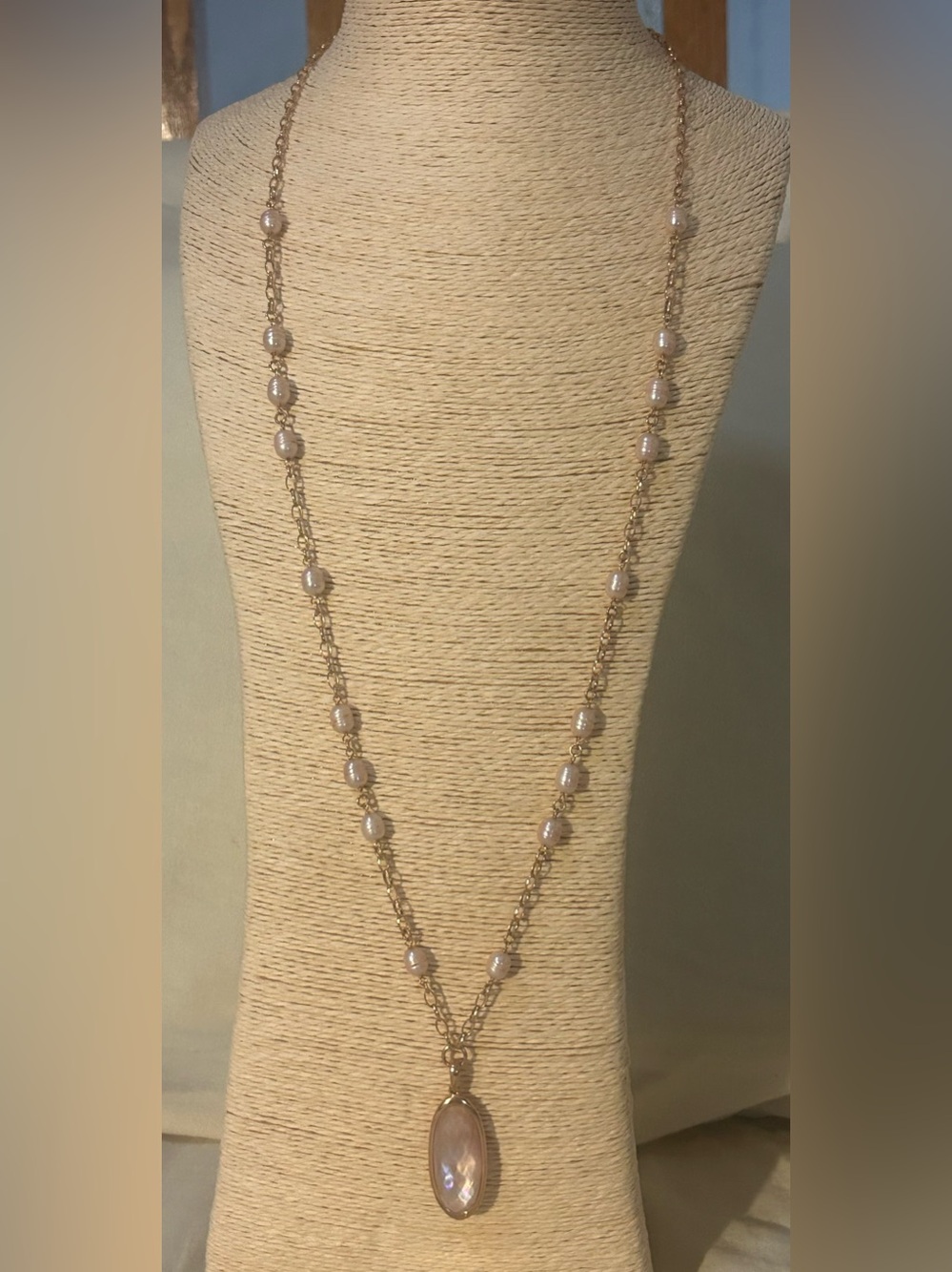 Honora Cultured Pearl Rose Bronze Station 36" Long Necklace/Pendant